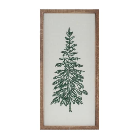 Melrose 18" x 9" Embroidered Pine Tree Wall Art Set